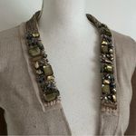 Loft • Beige Tan Gemstone Jewelled Merino Wool Cardigan Photo 7