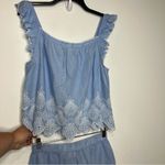 Calypso St. Barth  blue seashell eyelet pajama set tank shorts women’s size small Photo 8