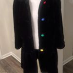 Vintage mid retro faux fur Black swing Coat with Colorful Buttons fit size small Photo 8