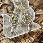 Snake Natural Peridot Rough Sterling Silver Earrings Silver Photo 1