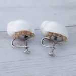 Vintage Screw On Earrings Chunky 3D Large Shell Beach Vibes White Photo 6