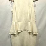 Cachet Cream Peplum Dress with Rhinestone Detail Photo 0