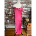 ZARA Fuchsia Pink Satin Cami Strappy Midi Dress Size S Photo 2
