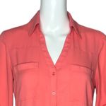 EXPRESS Shirt Womens Small Coral Pink Chiffon Portofino Office Business Casual Photo 4