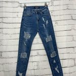 Bamboo  High Rise Distressed Skinny Jeans Women’s 0 Medium Wash Stretch Denim Photo 5
