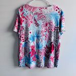 Chico's tropical-themed print with florals, leaves, and a leopard motif size L Photo 6