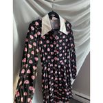 Joanie Pearl Button Collar Folk Heart Black Midi Dress 12 Femme Romantic Granny Size 8 Photo 3