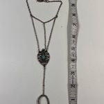 Beaded Bohemian Teal Turquoise Bead Silver Chain Foot Ankle Wrap Jewel Piece OS Photo 4