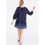 J. Crew Embroidered Beach Tunic Mini‎ Dress Women XL Navy Blue Vacation Resort Photo 9