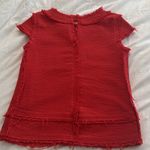 ZARA | Tweed Fringe Coral Red Top XS Photo 3