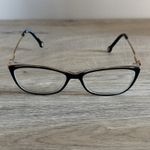 Carolina Herrera  Eyeglass Cat Eye Frames Black Gold‎ Tone Metal Full Rim Optical Photo 1