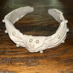 Ivory Vegan Leather Faux Pearl Embellished Bohemian Knotted Headband NEW White Photo 3
