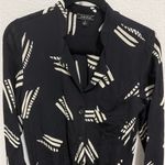 Lucky Brand  Shirtdress Drawstring Waist Long Sleeve Black White Shift Small Photo 2