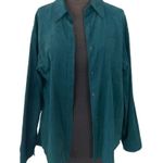 Oversized Corduroy Ribbed Button Up Shirt Teal Emerald Green Women’s Size M/L Photo 0