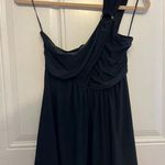 EXPRESS Y2K One shoulder black shirt with gold ring detail size medium Photo 0