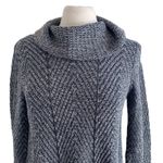 eight eight eight  Cowl Neck Sweater Womens Sz Medium Grey Black Chevron Boho Photo 2