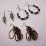 Lot Of 3 Costume Jewelry Dangle Drop Costume Earrings Pierced Mix Beaded / Bead Photo 0