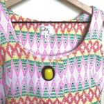 Milly  Textured Tweed Mini Dress size 2 Pink Yellow Chevron Sleeveless Photo 4