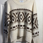 Old Navy Cream and Brown Geometric Oversized Sweater Medium Photo 0