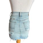 American Eagle Womens Distressed Button Fly Hi Rise Mini Denim Jean Skirt Sz 00 Photo 3