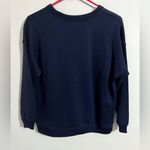 J.Crew  navy blue luxe cropped sweatshirt with bracelet length sleeves, size XXS Photo 3