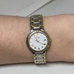 ESQ BY MOVADO Woman’s gold tone inlay Stainless steel quartz movement ESQ MOVADO wrist watch ! Photo 0