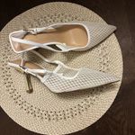 ALDO  Fiona white mesh slingback heels with gold accents Size 9.5M Photo 3