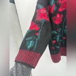Laura Ashley Women's Vintage Red/Black Rose Floral Knit Chunky Sweater Size M Photo 3