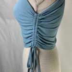 Romwe  Light Blue Ruched Cropped Tank Top Size 4 Photo 3
