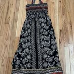 Angie  Women's Printed Smocked Bodice with Halter Strap Maxi Dress. Size Small Photo 7