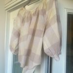Everlane The Ruched Air Blouse Toffee Plaid Size 8 Photo 5