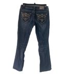 Grace LA Juniors Size 7 Western Bling Jewel Embroidered Pockets Straight Jeans‎ Blue Photo 5