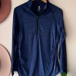 BORN PRIMITIVE MATERNITY ZIP NECK ATHLEISURE LONG SLEEVE navy Women’s SIZE LARGE Blue Photo 0