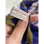 Anne Klein Square Silk Scarf Blue Multicolor Geometric Print With Green Border Photo 2