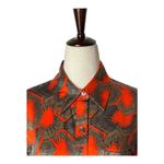 Equipment Shirt Women Small Orange Tan Silk Abstract Print Bradner Button Down Photo 3