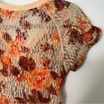 Free People  Solana Nylon Ruched Stretch Semi Sheer Floral Crop Top size S Photo 9