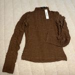 Pink Lily Brown Textured Mock Neck Top Photo 2