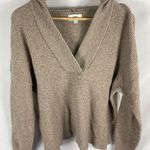 Aerie V Neck Knit Hooded Sweater Brown Size Small Photo 3