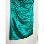 A Byer A. Byer Sz 5 S Green Satin Stretchy Cocktail Mini Dress Assymetric One Shoulder Photo 10