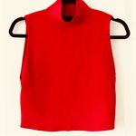 Alice + Olivia  Red Sleeveless Mock Turtleneck Crop Top Photo 3