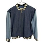 Levi's  womens M denim color blocked full zip bomber rib knit collar jacket Photo 0