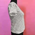 Vintage Kleid’s White Lacy / Floral Lace Baby Tee Shirt Top Photo 5