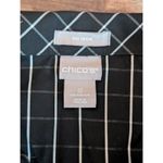 Chico's  No-Iron Grid Check Blouse Size 0 (4/6) Black White Button Up Photo 1