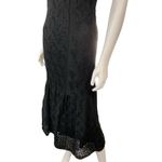 Lulus Black Chunky Knit Crochet Midi Dress Shoulder Tie Size Small Photo 4