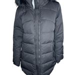 Women's Artic Expedition Curved Hem Down Parka with Detachable Hood Black Small Photo 11