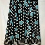 Valerie Stevens Skirt Size 4 100% Silk Floral Polka Dot Black White Teal Photo 0