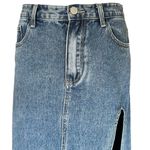 Cider DENIM SOLID SPLIT MIDI SKIRT Photo 3
