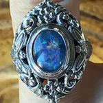 Australian Boulder Opal Sterling Silver Ring Size 7.25 Photo 0