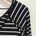 Free People We The Free Tangerine Striped Mesh Inset Peplum Top Black & White XS Photo 4