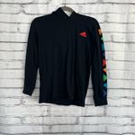 Adidas  Long Sleeve Hoodie Women’s XS Black Rainbow Logo Sleeve Cotton Pullover Photo 4